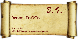 Dencs Irén névjegykártya